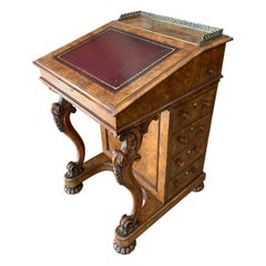 19th Century Victorian Burr Walnut Davenport