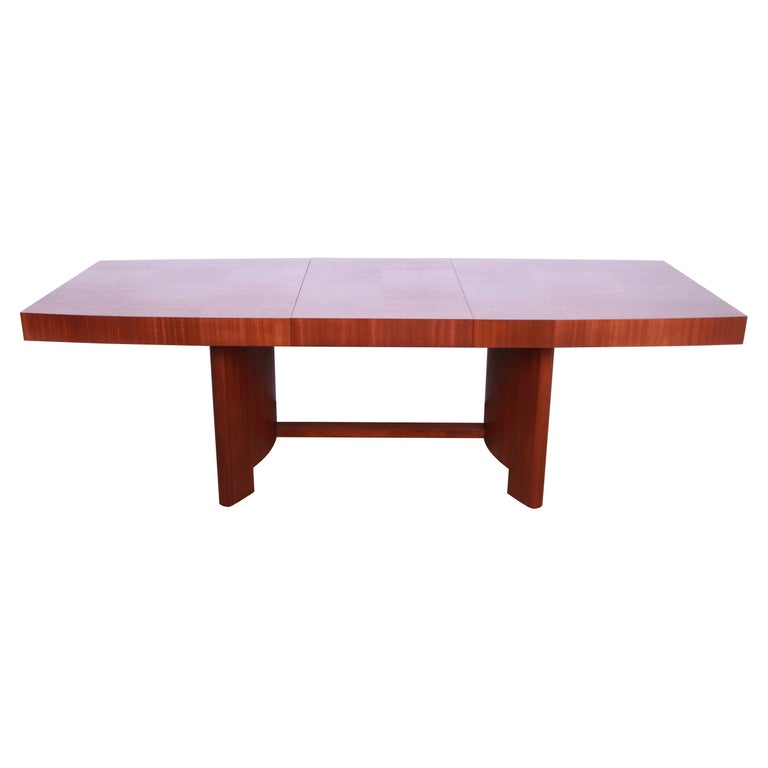 Gilbert Rohde for Herman Miller Art Deco Mahogany and Burl Dining Table, 1930s For Sale