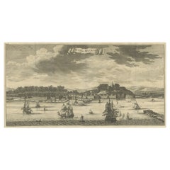 Antike Panoramikansicht der Stadt Malacca, Malaysia, 1726