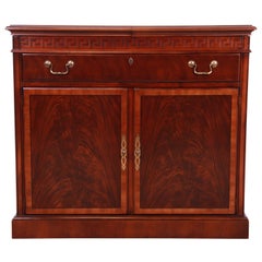 Retro Drexel Heritage Regency Banded Mahogany Server or Bar Cabinet