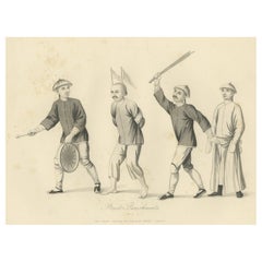 Stampa antica originale di punizioni stradali cinesi, 1859