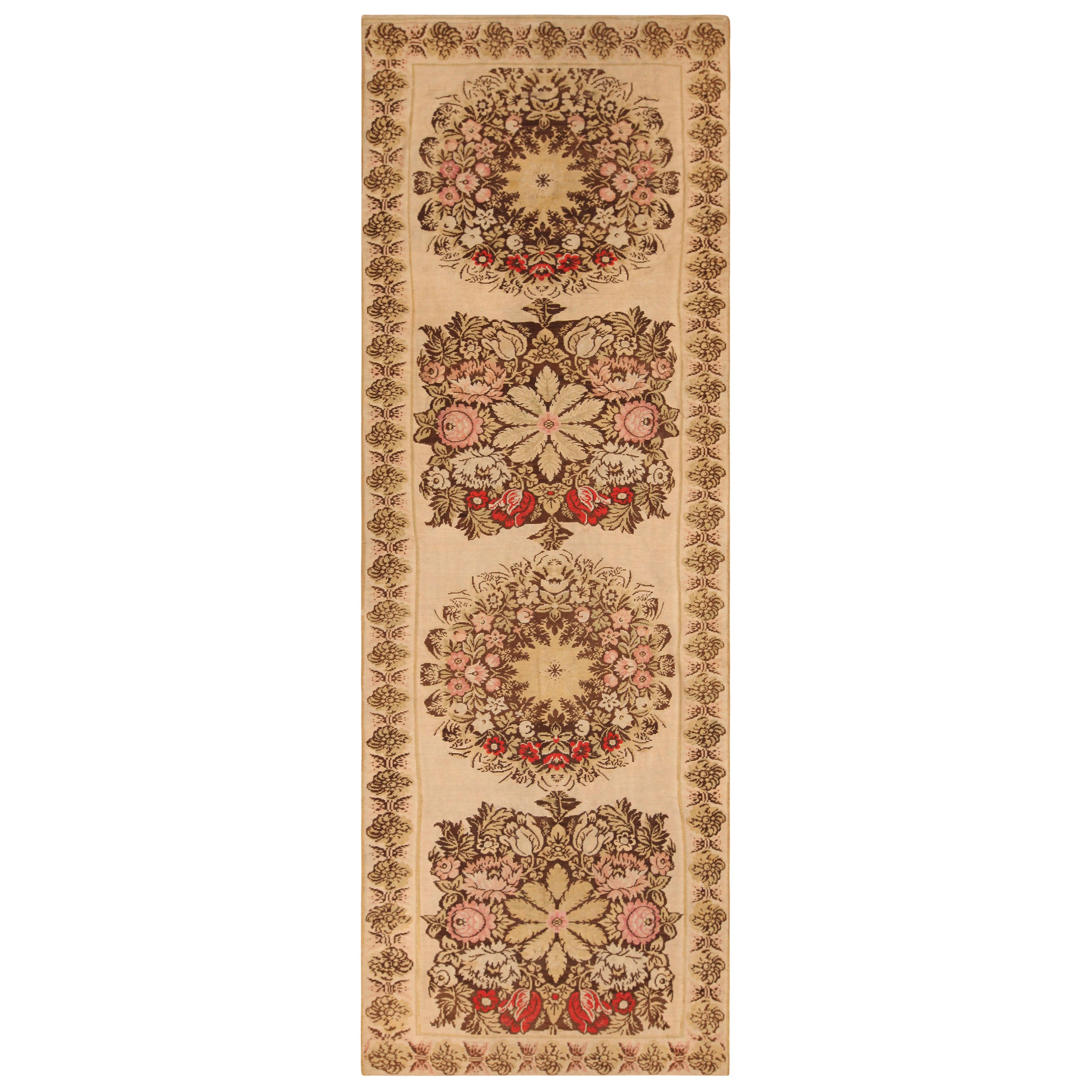 Nazmiyal Collection Antique Bessarabian Kilim Runner Rug.Size: 4 ft 3 in x 13 ft