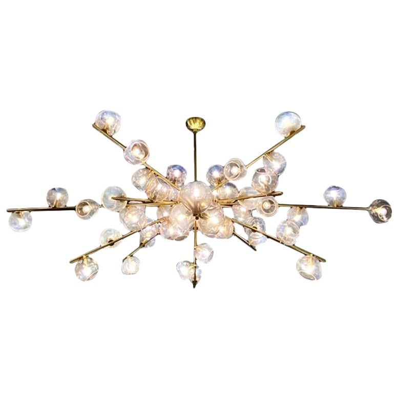 Handblown Murano Glass and Brass "Constellation" Chandelier by High Style Deco