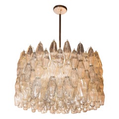 Modernist Handblown Murano Glass Polyhedral Drum Chandelier with Nickel Fittings
