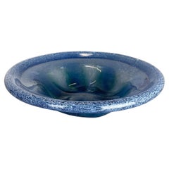 Rare Blue German Glass Bowl by Karl Wiedmann WMF Ikora, 1930s Baushaus Art Deco