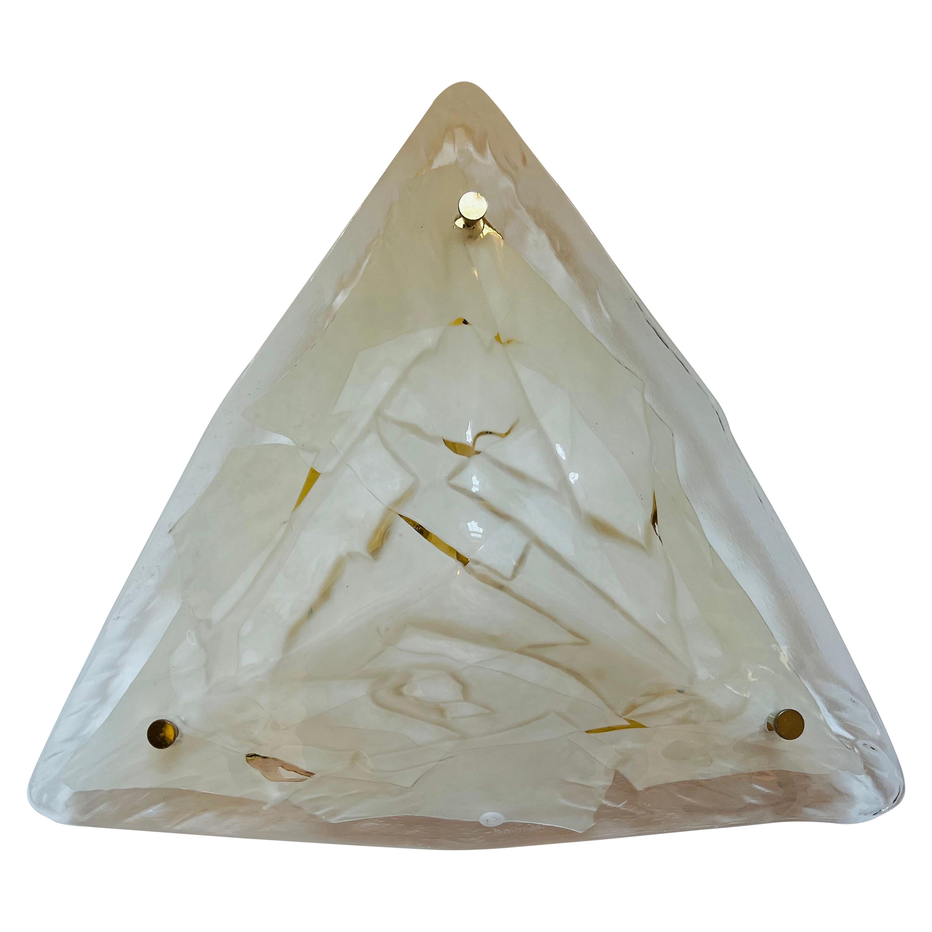 1980s Space Age Triangular Murano Glass Flush / Wall Light For Sale