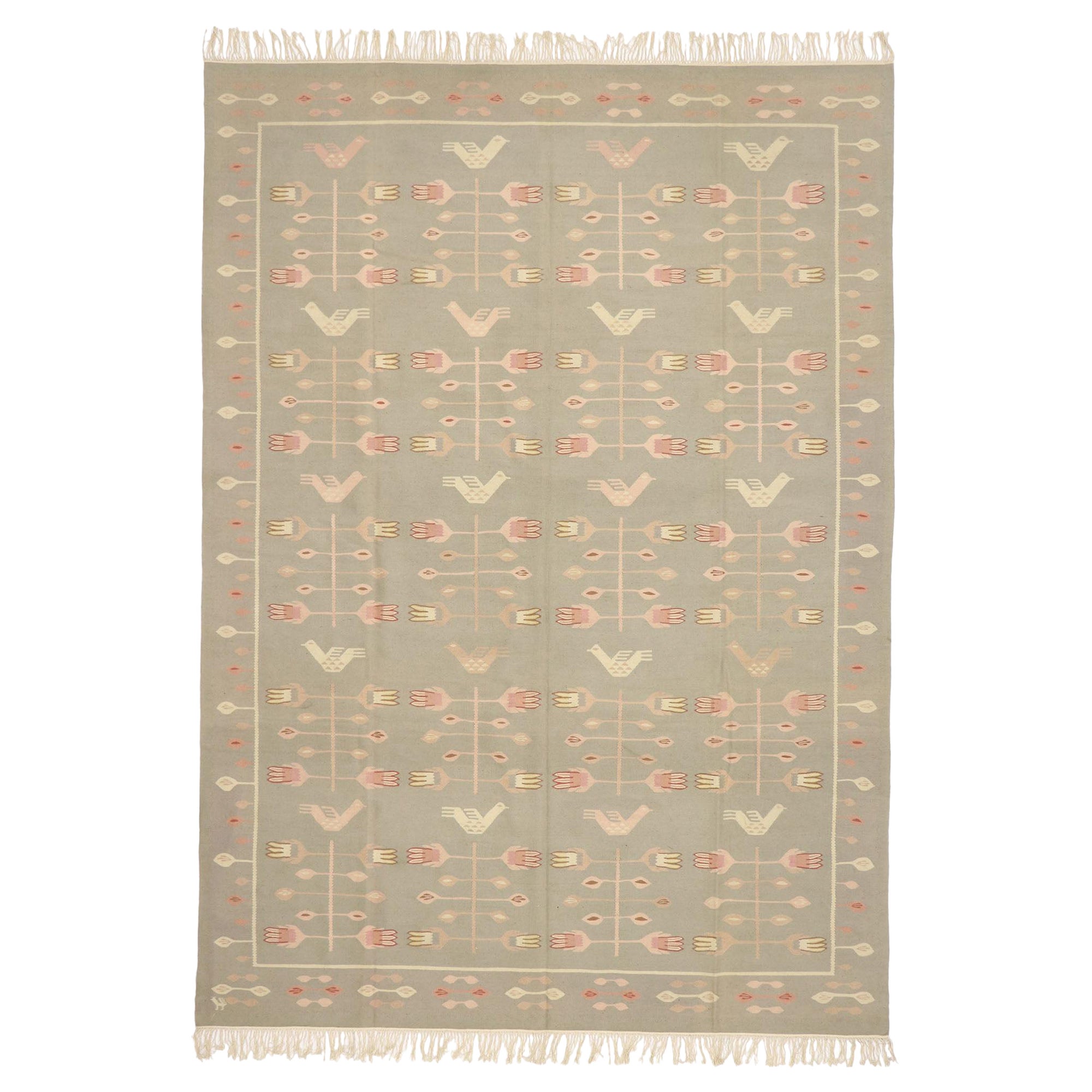 Vintage Romanian Kilim Rug with Cottage Style For Sale