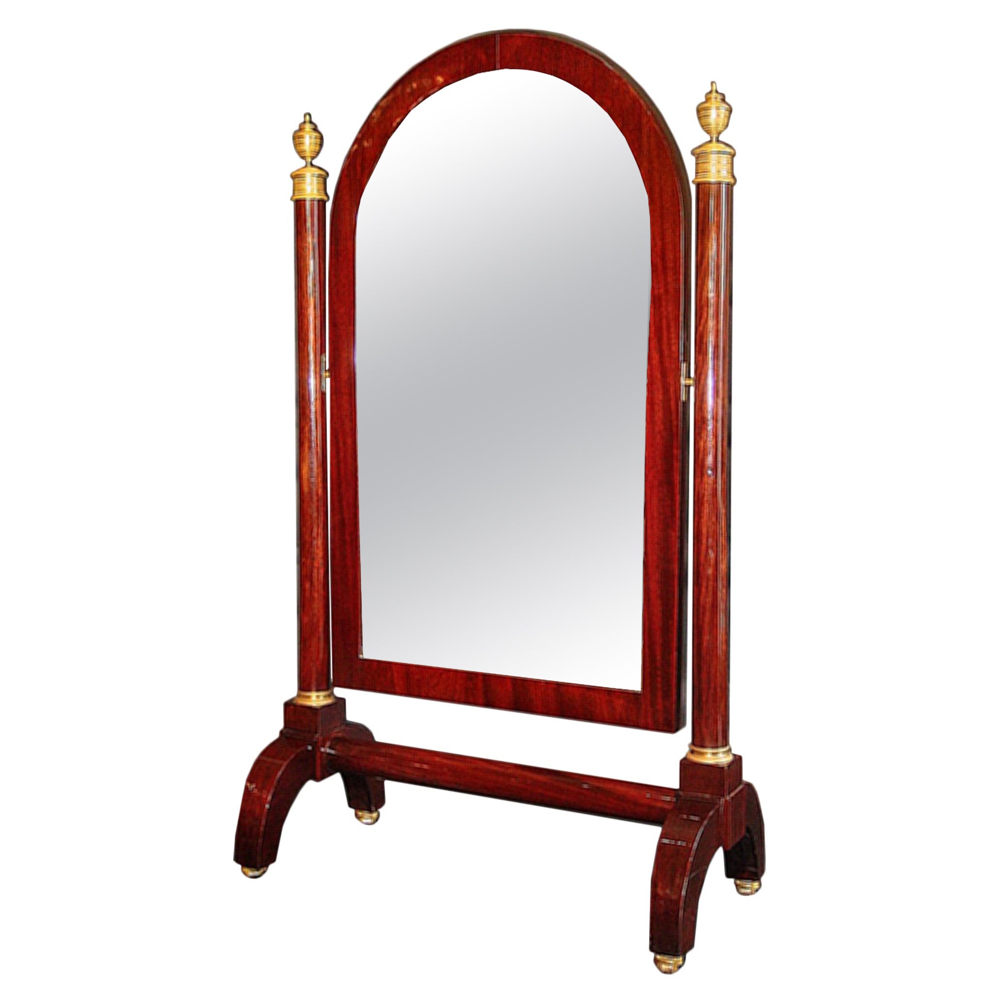 Neoklassizistischer Psyche-Spiegel aus Mahagoni, 19. Jahrhundert im Angebot