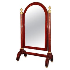 French 19th Century Neo-Classical St. Mahogany Psyche Mirror
