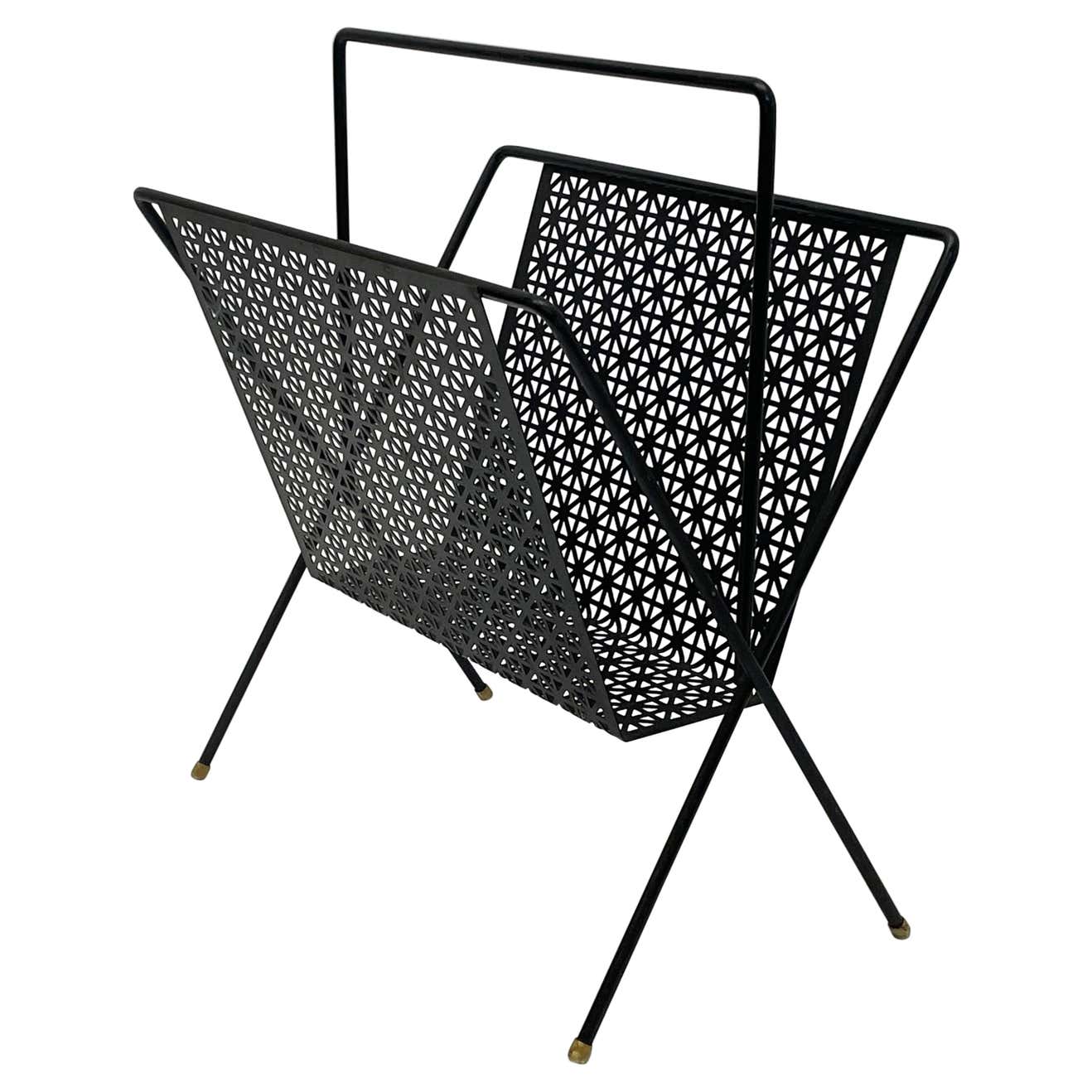Iron Table Magazine Rack Cool Mid-Century Modern Black Iron Magazine Rack For Sale at 1stDibs