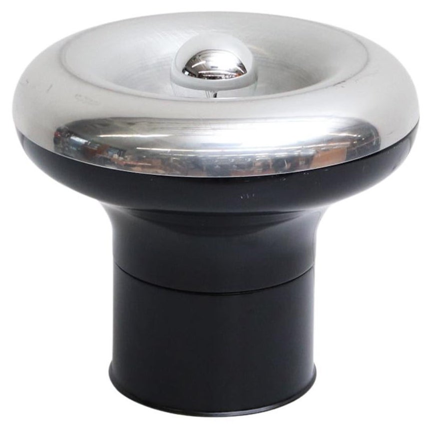 Angelo Mangiarotti Style Chrome and Black Enameled Metal Mushroom Table Lamp