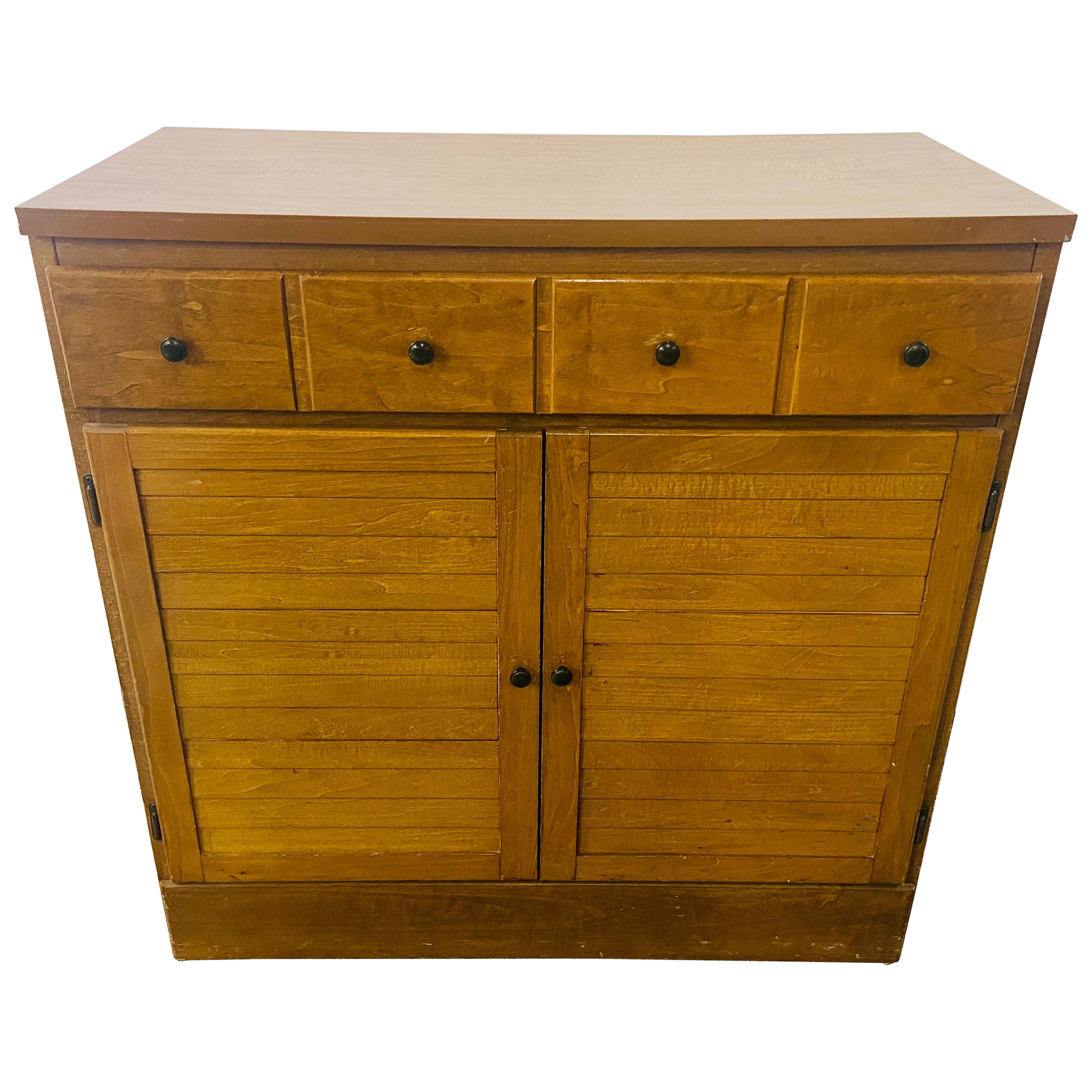 Mid-Century Modern Maple Wood Two-Door Chest, Nightstand or Cabinet