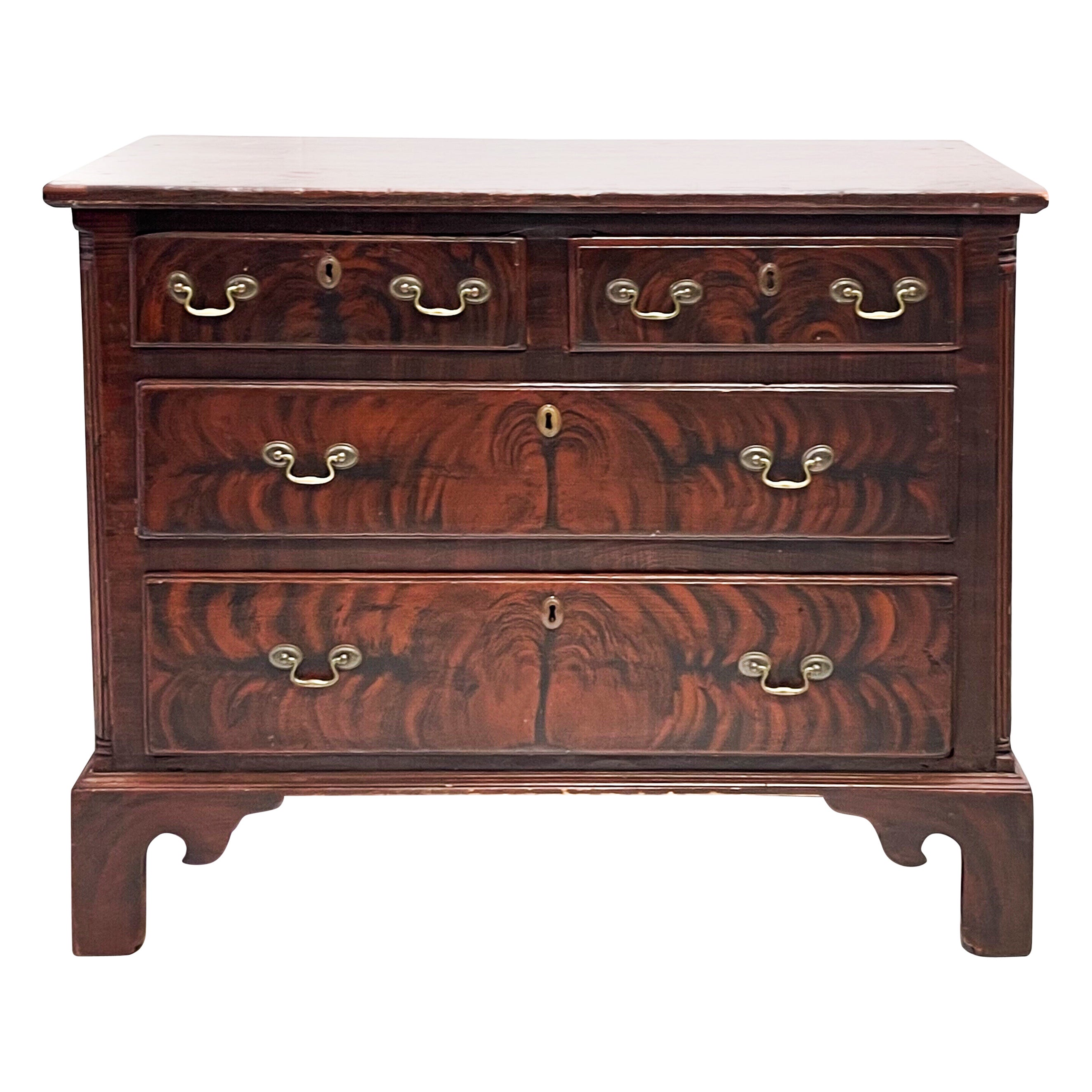 18th Century English Georgian Grain Painted Chest of Drawers For Sale