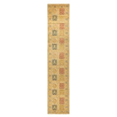 Tapis traditionnel ivoire Mogul unique en son genre fabriqué à la main