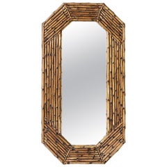 Oval Bamboo Mirror with Canted Corners