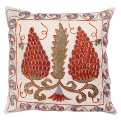 18"x18" Decorative Silk Embroidered Suzani Cushion Cover from Uzbekistan