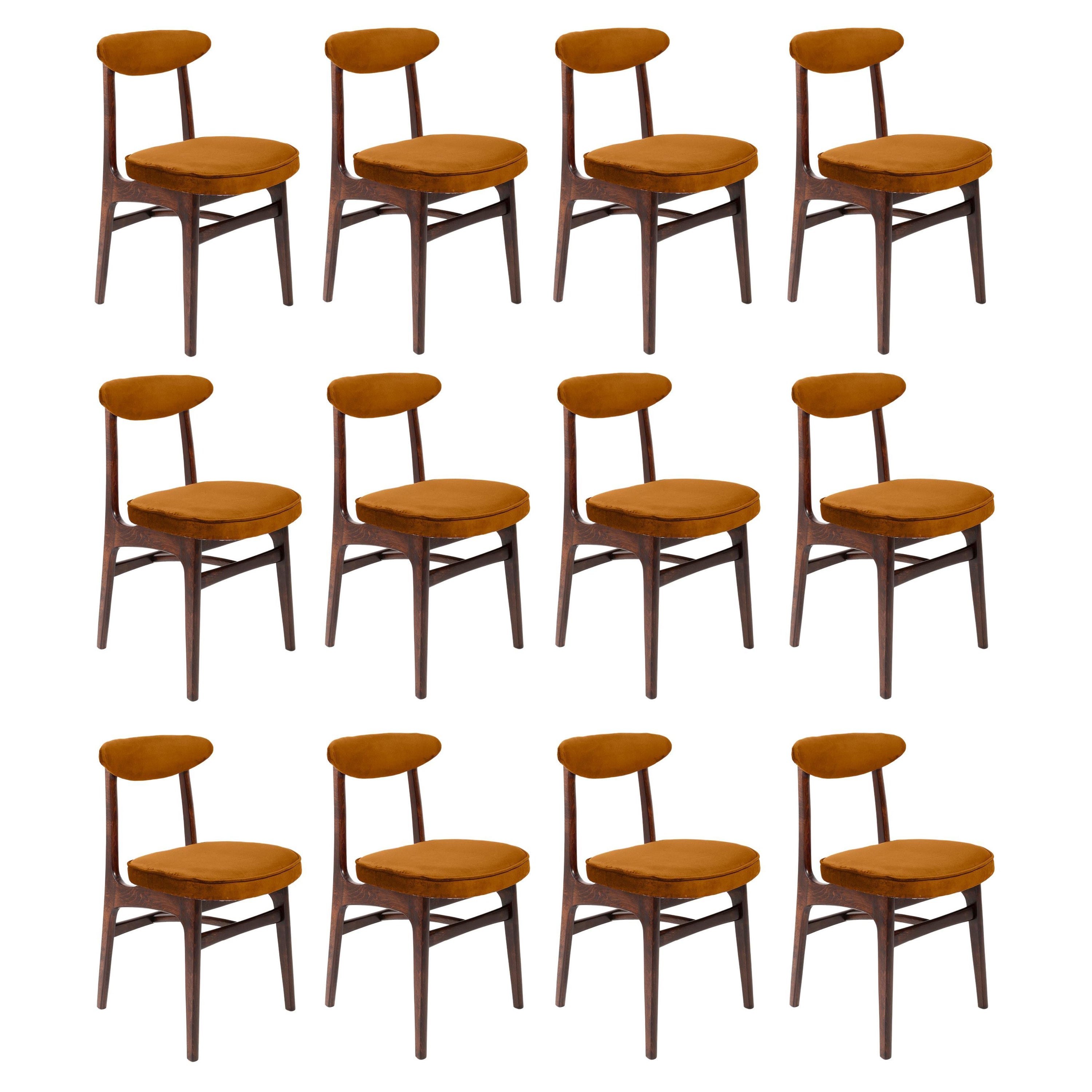 Douze chaises en velours cuivré du XXe siècle conçues par Rajmund Halas Europe, années 1960