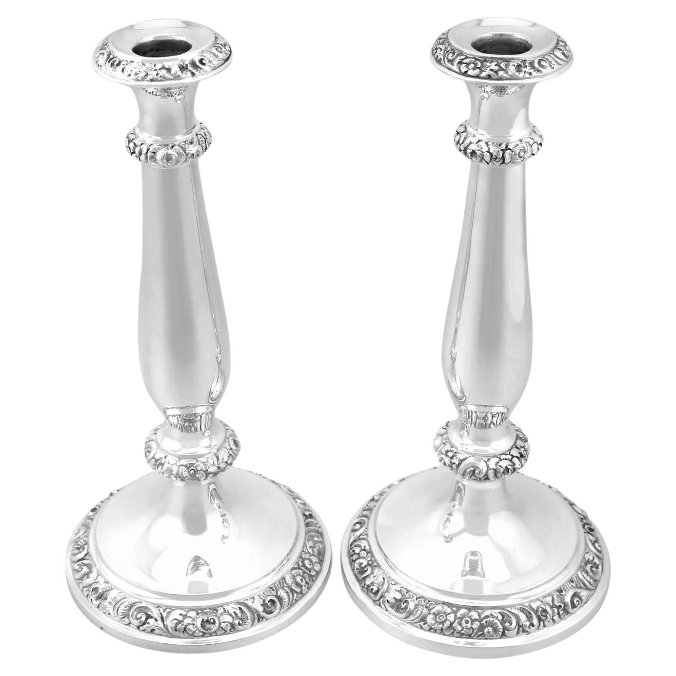 Antique Austrian Silver Candle Holders For Sale