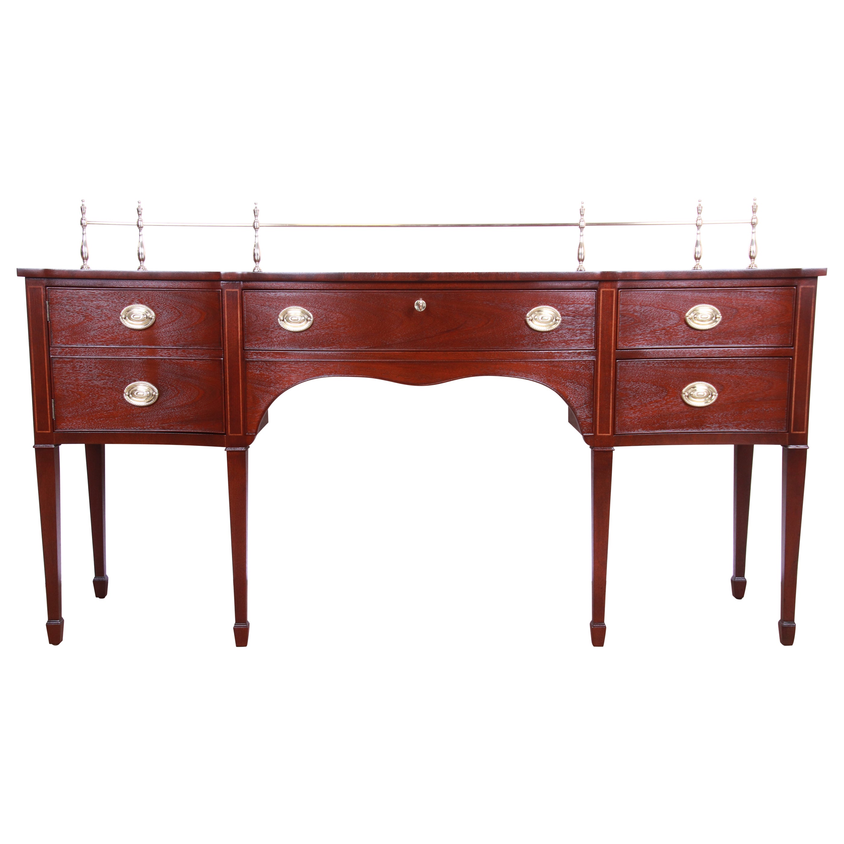 Kindel Furniture Federal Mahogany Sideboard with Brass Gallery, Newly Refinished