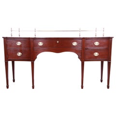 Vintage Kindel Furniture Federal Mahogany Sideboard with Brass Gallery, Newly Refinished