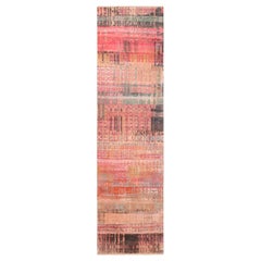 Nazmiyal Collection Colorful Silk Modern Runner Rug. 3 ft 1 in x 12 ft 1 in