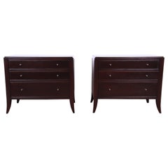Barbara Barry for Baker Modern Dark Mahogany Bedside Chests, Newly Refinished
