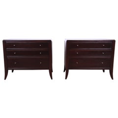 Barbara Barry for Baker Commodes de chevet en acajou foncé:: nouvellement restaurées