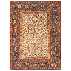 Antiker indischer Agra-Teppich. Größe: 7 Fuß 5 Zoll x 9 Fuß 9 Zoll