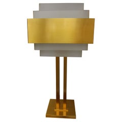 Lampe Art Déco française en bronze et verre par Perzel