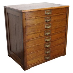 Antique Dutch Oak Apothecary Cabinet / Plan Chest, Early 20th Century