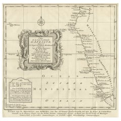 Carte ancienne néerlandaise de la côte ouest de l'Afrique, au Cap de Good Hope, 1747