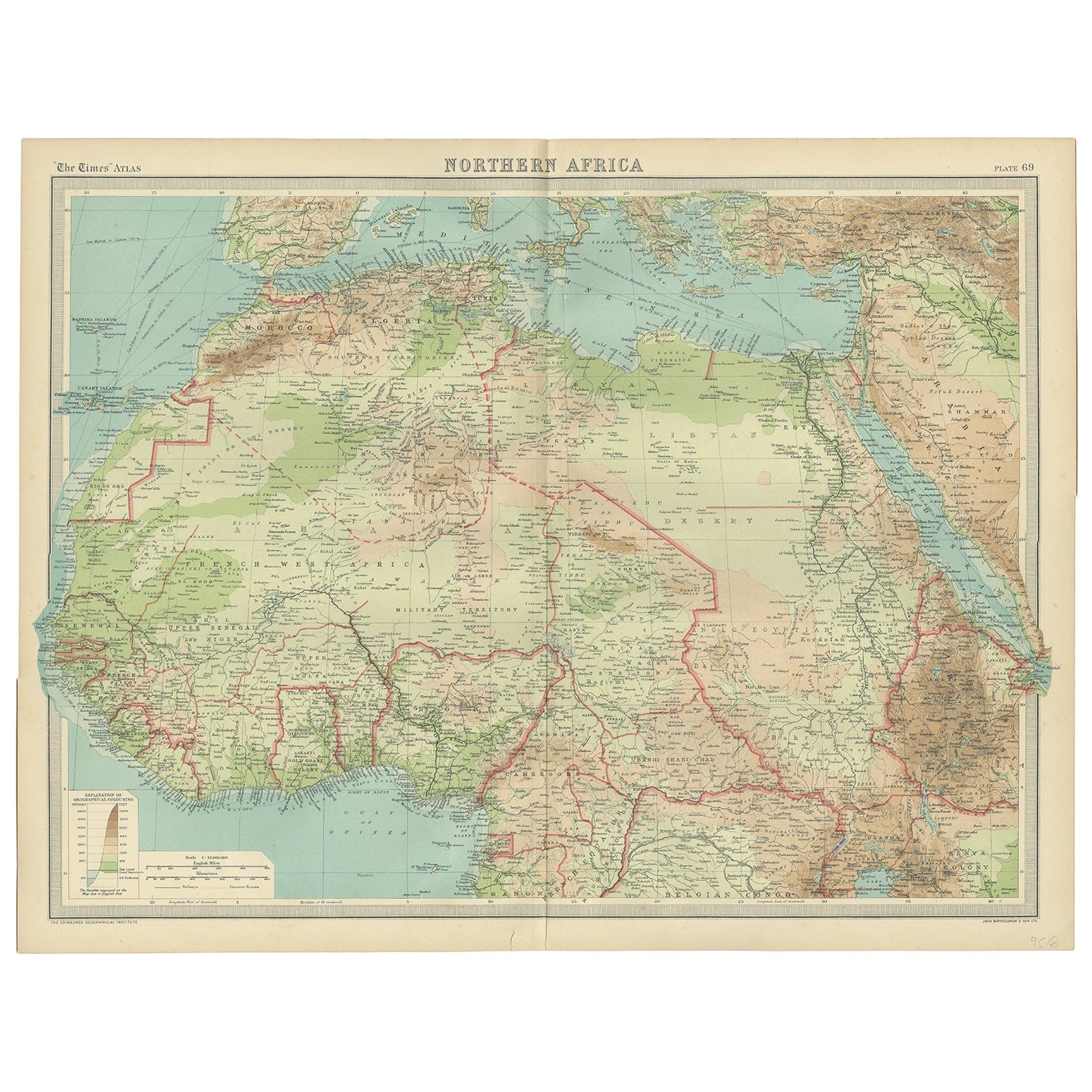 groß A1 North Africa MAROKKO TUNESIEN LIBYEN ÄGYPTEN alte antik Karte Ortelius 