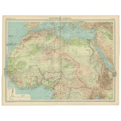 Old Map of North Africa Depicting Libya, Morocco, Algeria, Tunis Etc, 1922