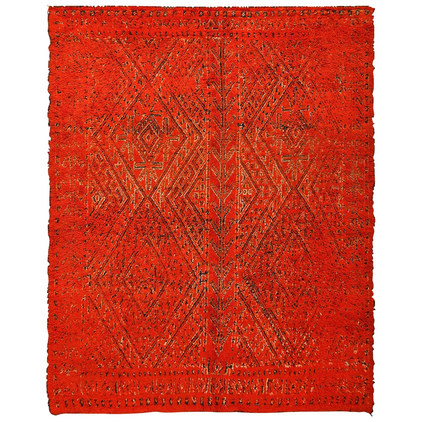 Tapis berbère marocain rouge vintage. Taille : 7 ft x 8 ft 7 in