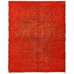 Tapis berbère marocain rouge vintage. Taille : 7 ft x 8 ft 7 in