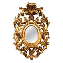 Antique Splendid Venetian Baroque Frame with Mirror, Gold Leaf, Early 18th Century