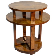 Round Italian Art Deco Double Shelf Side Table By Meroni e Fossati