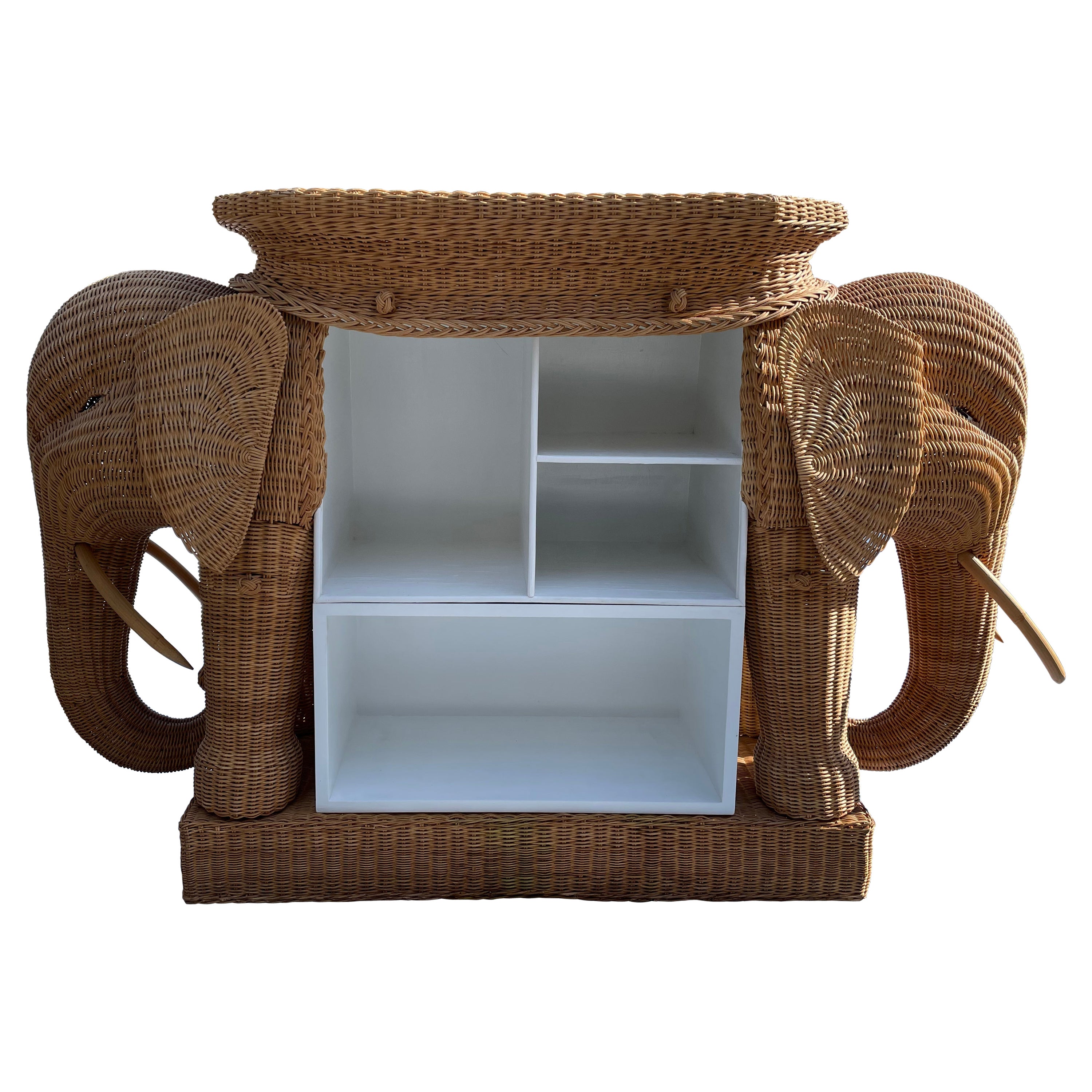 Fantastic Vintage Rattan Elephant Bar
