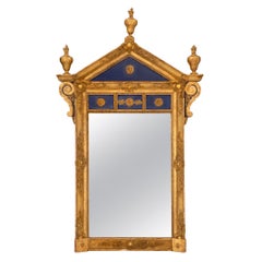 Italian Giltwood and Patinated Cobalt Blue Mirror