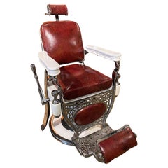 Theodore A Kochs Restored Chrome & Porcelain Barber Chair circa 1920