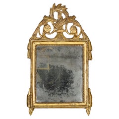 French 18th Century Louis XVI Period Patinated Green and Gilt Mirror