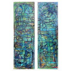 Large Abstract Acrylic on Panels by Texas Artist, Karl Lubbering
