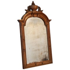 Wonderfully Patinated Mirror in Carved Mahogany Frame