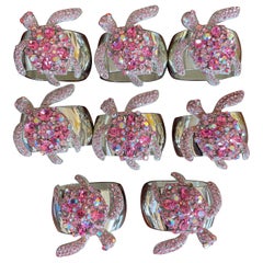 Vintage Set of Eight Turtle Napkin Rings by Isabella Adams