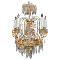 Antique French Crystal and Bronze D'Ore Chandelier, Circa 1880