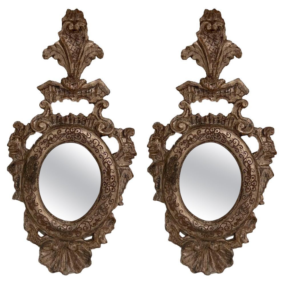 Italian Made Silver Leaf Beveled Mirror by Decorative Crafts at 1stDibs