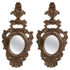 Pair of Italian Silver Leaf Mirrors