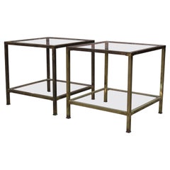 Pair of Brass Side Tables Attributed to Maison Jansen, France, 1950s