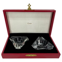 Signed Vintage Cartier Crystal Personal Ashtray Set, circa 1980's
