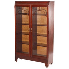 Antique Arts & Crafts Mahogany Double Door Bookcase, Circa 1910